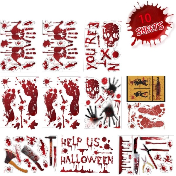 Scary Halloween Decorations, Halloween Window Clings, Bloody Handprints - Image 8